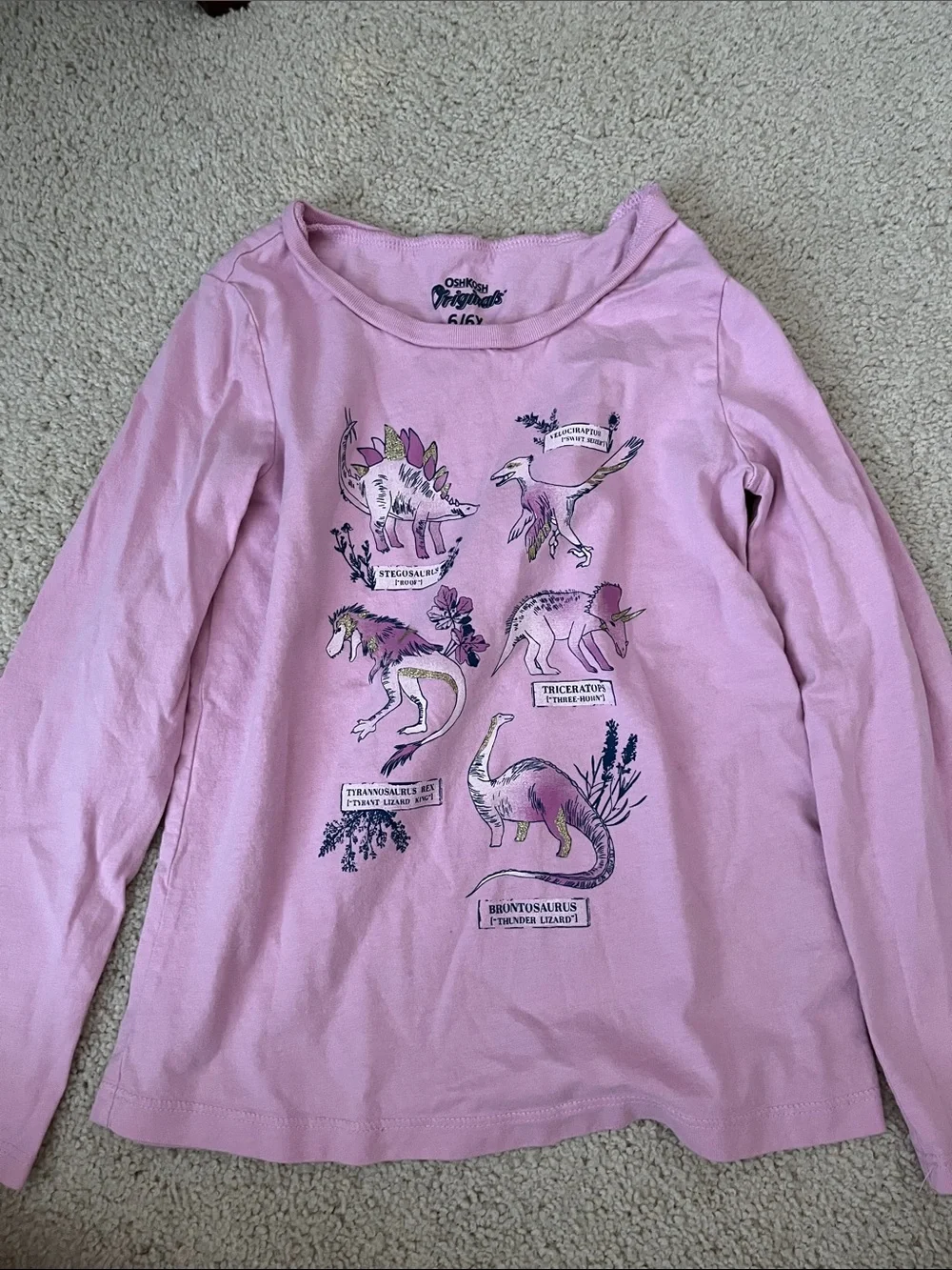 OshKosh B'gosh girls’ size 6/6X Yellow, White, Pink & Maroon Graphic Tee Set